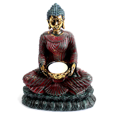 Resin Buddha - Devotee Tealight Candle Holder