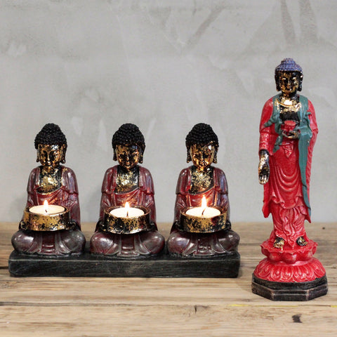 Resin Buddha - Three Devotees Candle Holder