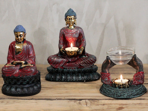 Resin Buddha - Devotee Tealight Candle Holder