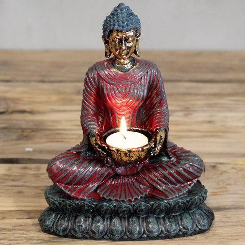 Resin Buddha - Devotee Tealight Candle Holder