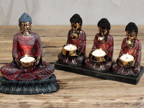 Resin Buddha - Three Devotees Candle Holder