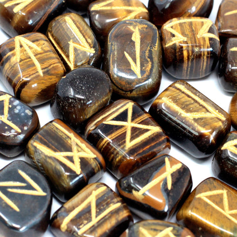 Runes Stone Set in Pouch- Tiger Eye