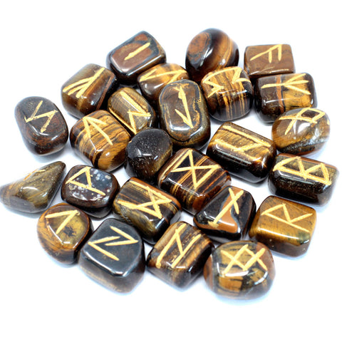 Runes Stone Set in Pouch- Tiger Eye