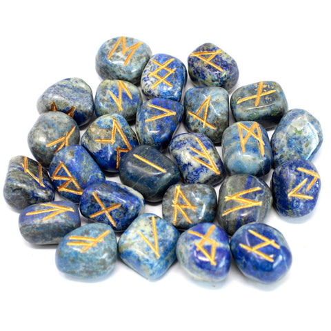 Runes Stone Set in Pouch- Lapis