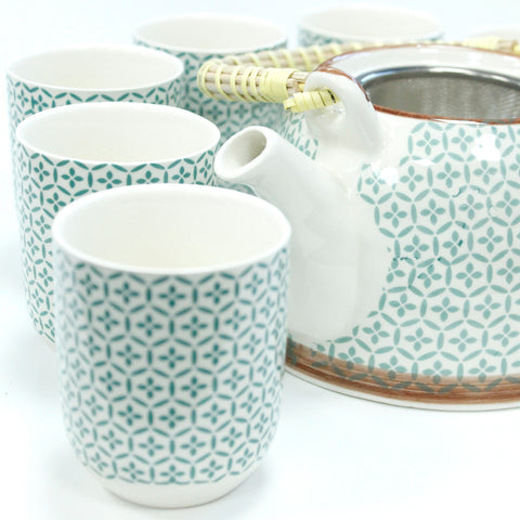 Herbal Teapot Set with 6 Mugs