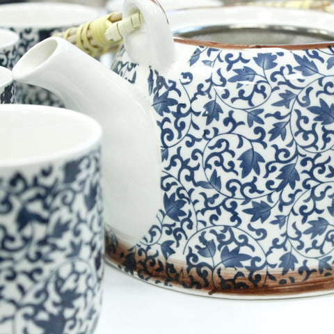 Herbal Teapot Set with 6 Mugs