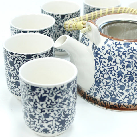 Herbal Teapot Set with 6 Mugs