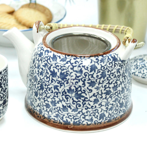 Herbal Teapot Set with 6 Mugs