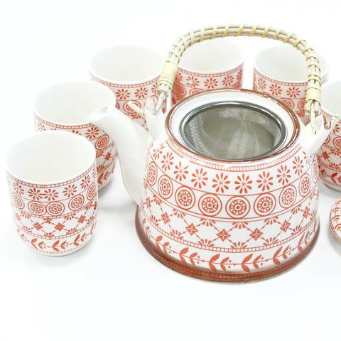Herbal Teapot Set with 6 Mugs