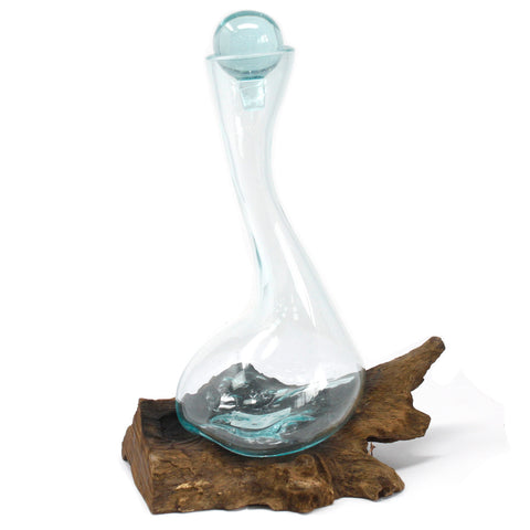 Molten Glass on Rustic Gamal Wood - Wine Decanter