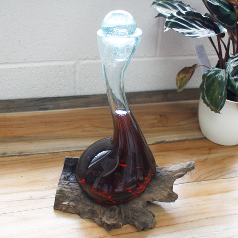 Molten Glass on Rustic Gamal Wood - Wine Decanter