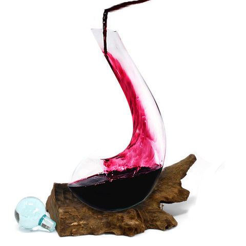 Molten Glass on Rustic Gamal Wood - Wine Decanter