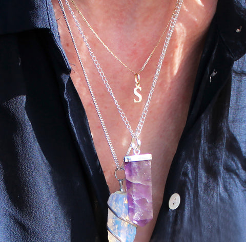 Gemstone Flat Pencil Pendant