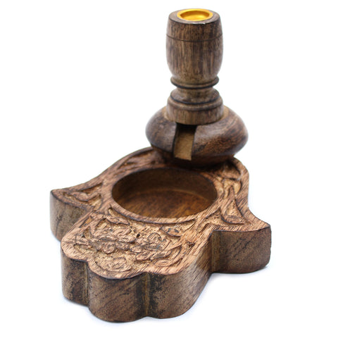 Mango Wood Backflow Burner - Hamsa