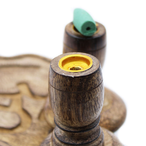 Mango Wood Backflow Burner - Hamsa