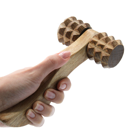 Wooden Massage Tool - Ribbed Hand Roller