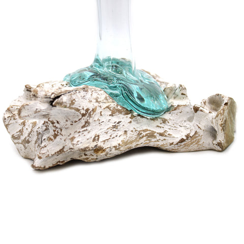 Molten Glass Vase on Whitewash Rustic Gamal Wood