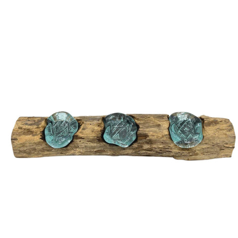 Molten Glass Candle Holders on Rustic Gamal Wood,