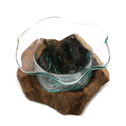 Molten Glass Bowl on Rustic Gamal Wood