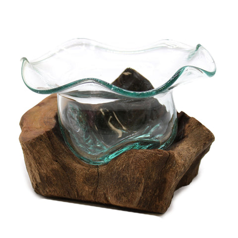 Molten Glass Bowl on Rustic Gamal Wood