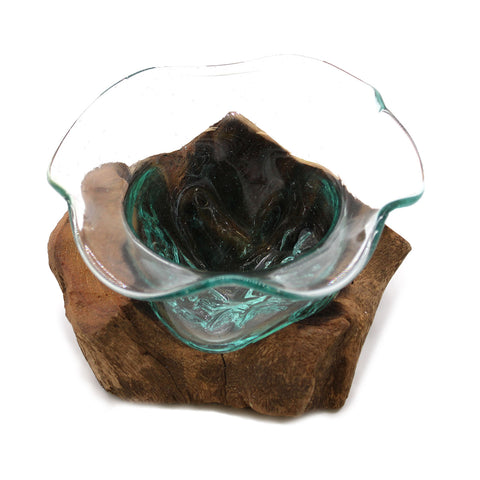 Molten Glass Bowl on Rustic Gamal Wood