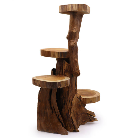 Natural Teak 4 Shelf Display - 75cm