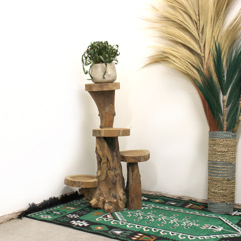 Natural Teak 4 Shelf Display - 75cm