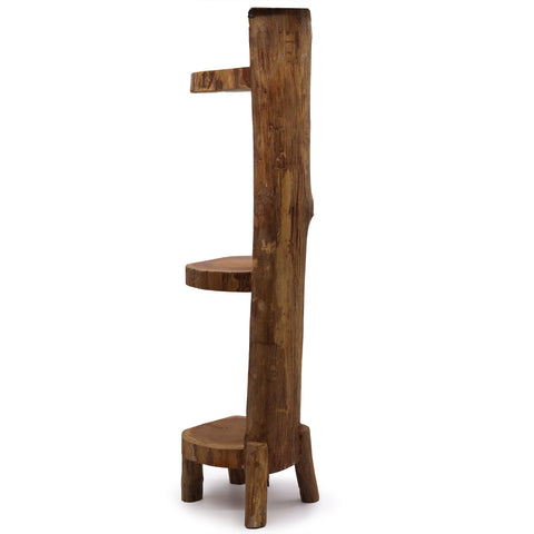Natural Teak Log Shelve Display 3 Shelves - 100cm