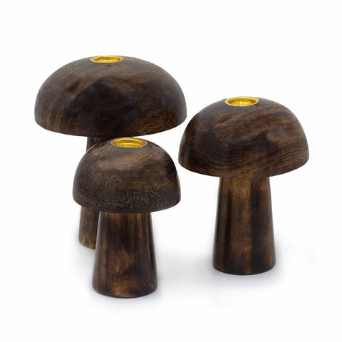 Set of 3 Wooden Mushroom Incense Holders