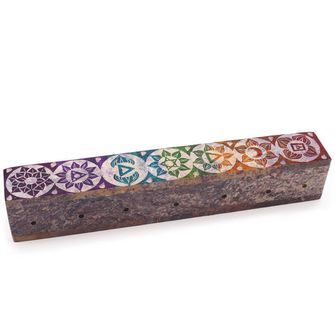 Soapstone Chakra Incense Box with Smoke Holes - 25cm