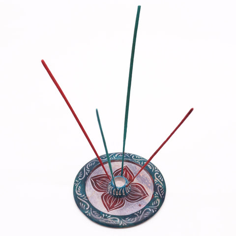 Soapstone Disc Incense Holder - Four Petal