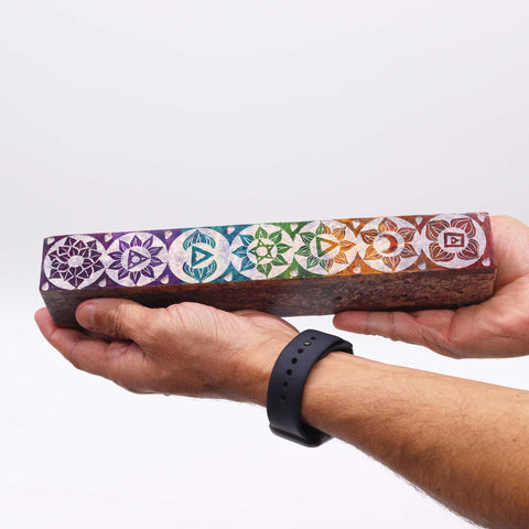 Soapstone Chakra Incense Box with Smoke Holes - 25cm
