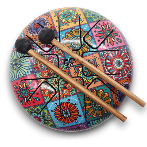 Hapi Steel Tongue Drum Multi Coloured Om