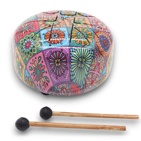 Hapi Steel Tongue Drum Multi Coloured Om