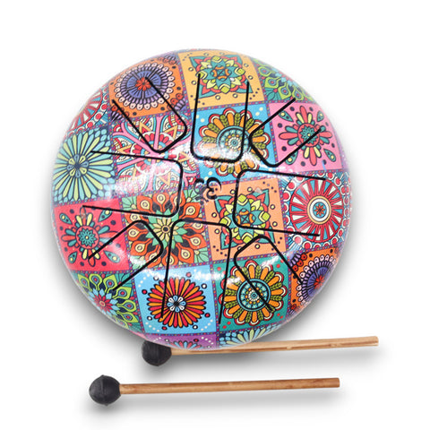 Hapi Steel Tongue Drum Multi Coloured Om