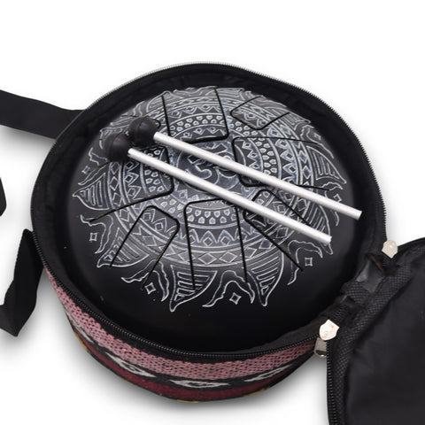Large Steel Tongue Hapi Drum - Om Mandala - 22x18cm