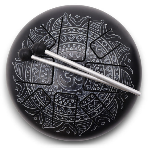 Large Steel Tongue Hapi Drum - Om Mandala - 22x18cm