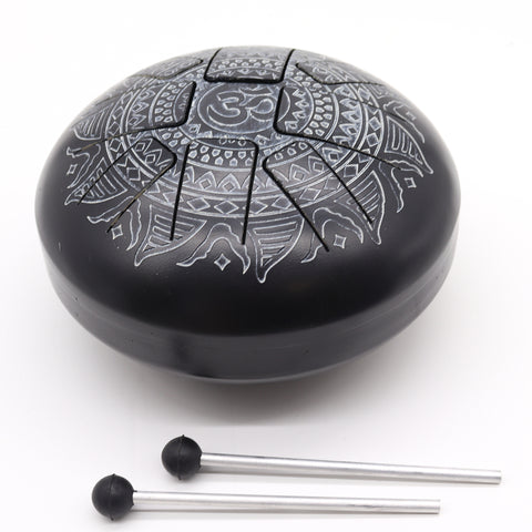 Large Steel Tongue Hapi Drum - Om Mandala - 22x18cm