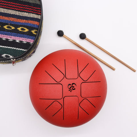 Large Hapi Drum Om Red- 22x18cm