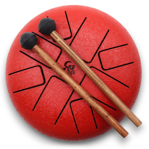 Large Hapi Drum Om Red- 22x18cm
