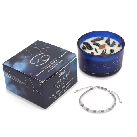Astrological Zodiac Crystal Candles with Gemstone Bracelet Gift Set