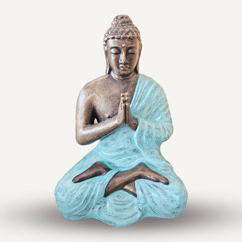 Turquoise Gold Praying Buddha Statue - 1.2m Tall