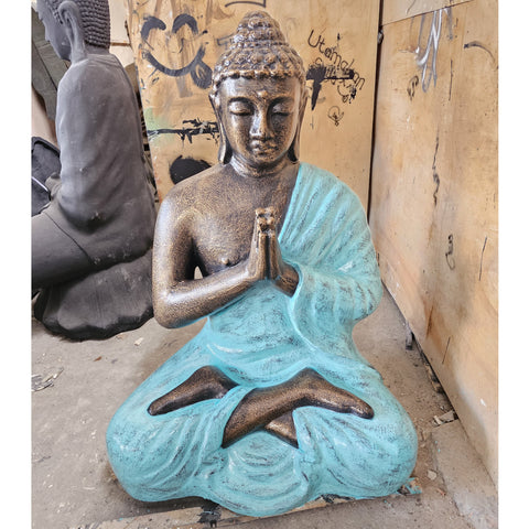 Turquoise Gold Praying Buddha Statue - 1.2m Tall