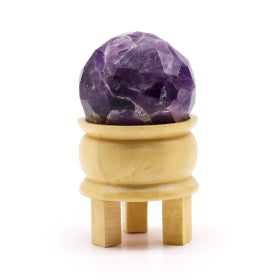 Gemstone Faceted Healing Sphere & Stand