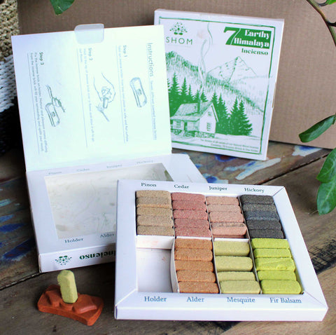 ISHOM Pack of 15 Natural Incense Smudge Bricks and Burner