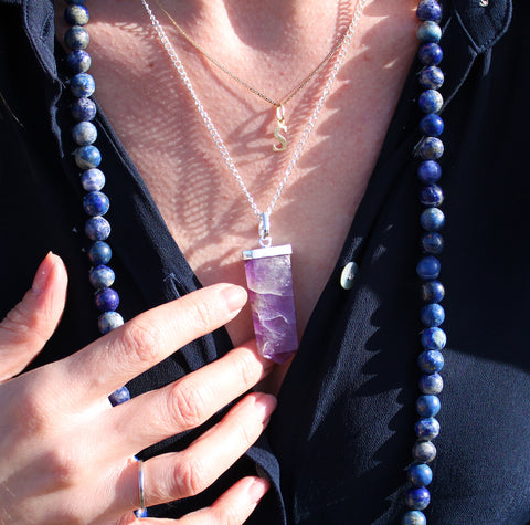 Gemstone Flat Pencil Pendant