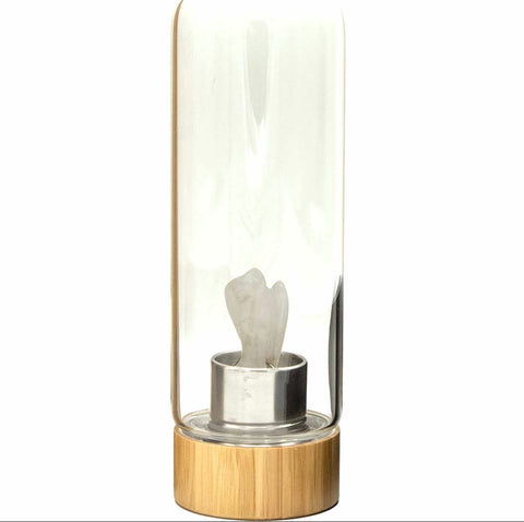 Crystal Infused Glass Water Bottle - Angel