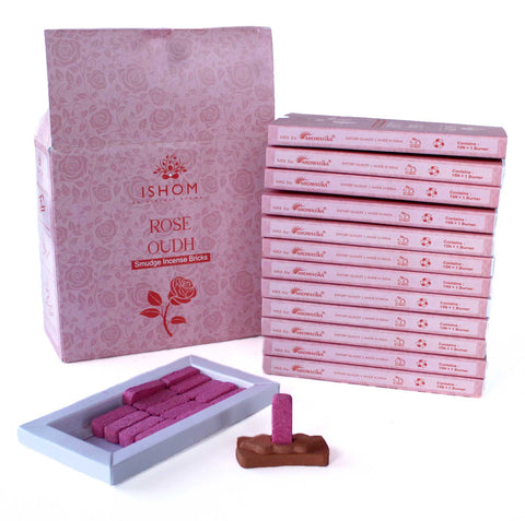 ISHOM Pack of 15 Natural Incense Smudge Bricks and Burner