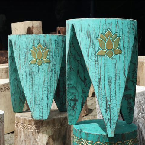 Interlocking Albasia Wooden Stool set of 2