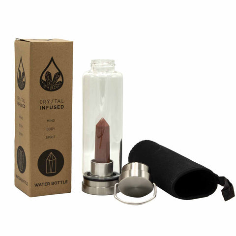 Crystal Infused Glass Water Bottle - Obelisk - 500ml